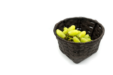 Green grapes in basket, Finger wizard grapes