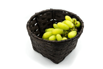 Green grapes in basket, Finger wizard grapes