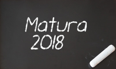 Matura 2018. Napis kredą na szkolnej tablicy. © shake_pl