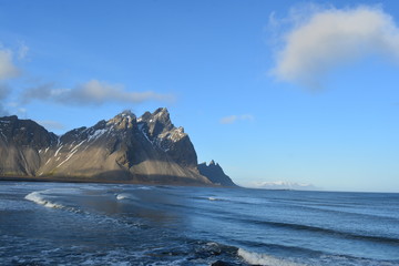 Mountains next to the sea in Iceland