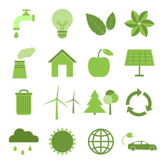 Set of ecology and nature green icons