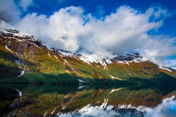 Fototapeta na wymiar lovatnet lake Beautiful Nature Norway.