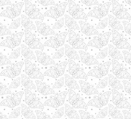 Seamless background with butterflies in vintage style on white background. Vector image 