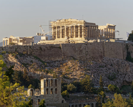 Athens Greece, Parthenon ancient temple on acropolis hill