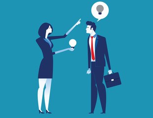 Leader give new idea. Concept business creativtity vector illustration.