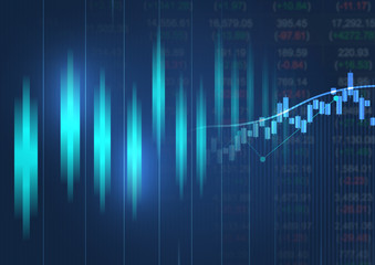 Business candlestick graph chart of stock market investment trading. Financial chart with up trend line graph.