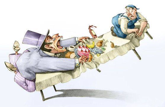 capitalistic voracious greedy of workers political illustration humor draw
