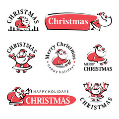 large set of vector logos Santa Claus