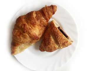 croissant with nougat and chocolate