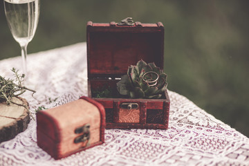 Wedding rings in a chest