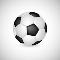 Soccer ball in 3d realistic style. Classic design, isolated on white background. Vector background