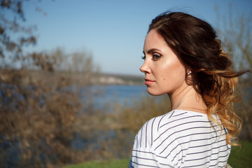 girl with long hair sunny portrait