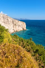 Fotobehang Summer landscape, cliff and blue sea near Skinari cape on Zakynthos island. Greece. © vivoo