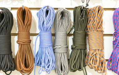 Parachute cord background. Paracord background. Rope of climbers