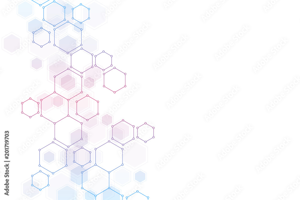 Wall mural hexagon background design. geometric abstract background with molecular structure.