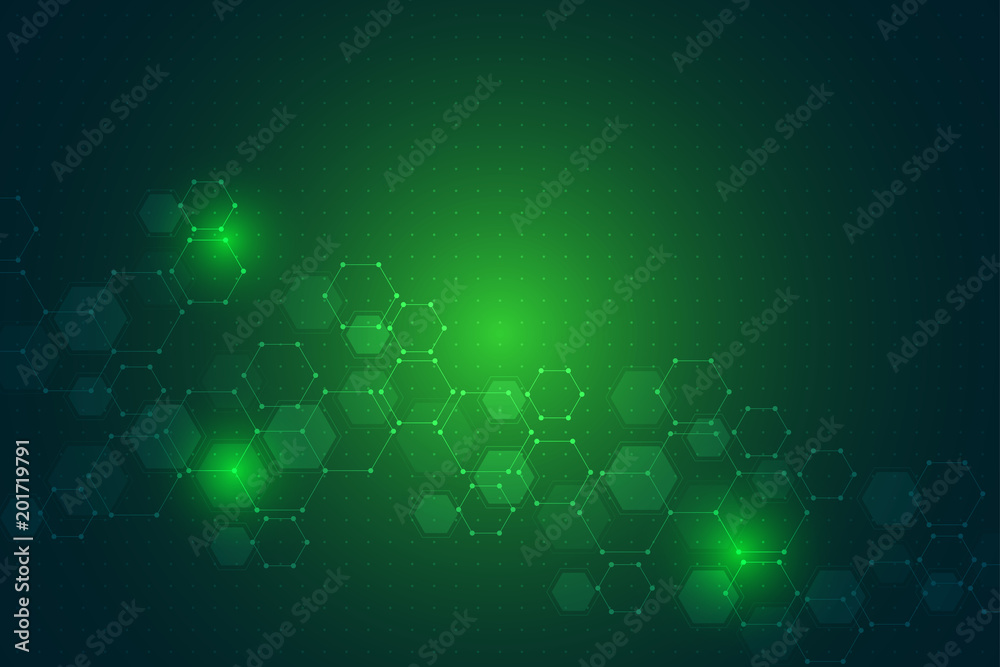 Wall mural hexagon background design. geometric abstract background with molecular structure.
