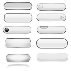 White menu 3d buttons with chrome frame