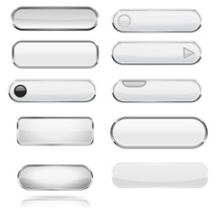 Obraz premium White menu 3d buttons with chrome frame