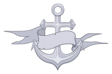 Anchor with decorative ribbon banner
