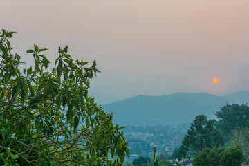 Obraz premium Beautiful sunset on March 25, 2018 in Kathmandu, Nepal.