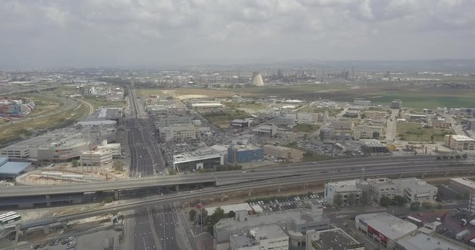 Haifa check post and industrial zone aerial drone footage 4k dlog flat
