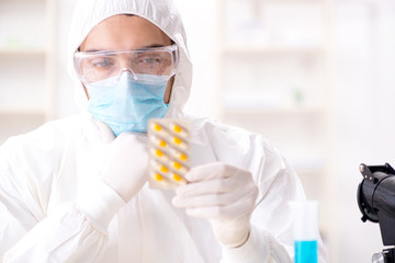 Lab assistant in drug synthesis concept