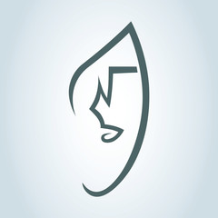 Woman in sunglasses portrait side view on white backdrop. Design element