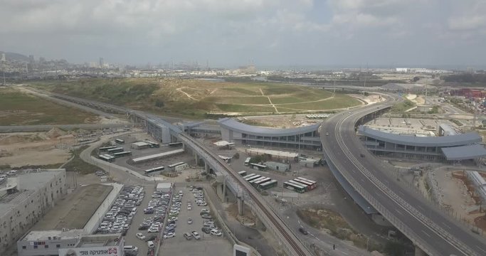 Haifa check post and industrial zone aerial drone footage 4k dlog flat