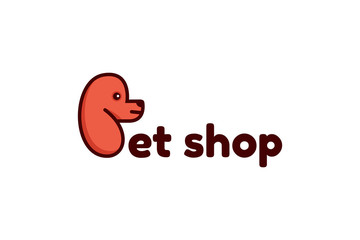 Funny dog in P form. Template logo for pet shop