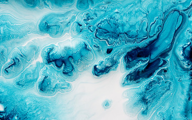 Abstract turquoise background of a mix color paints