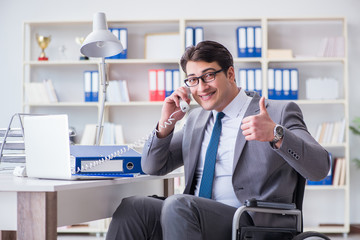 Disabled businessman working in the office