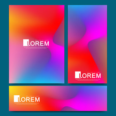 Vector design template in trendy vibrant gradient colors with abstract fluid shapes, paint splashes, ink drops. Futuristic posters, banners, brochure, flyer and cover designs. Abstract fluid 3d shapes