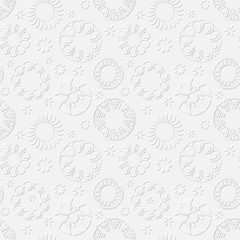 white seamless vector embossed pattern with openwork circles