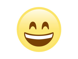 Isolated yellow happy and cheerful face flat icon