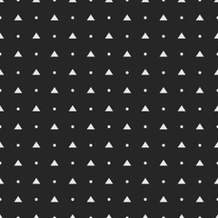Vector seamless pattern. Simple polka dots and triangles shapes.