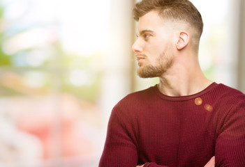 Handsome young man side view portrait