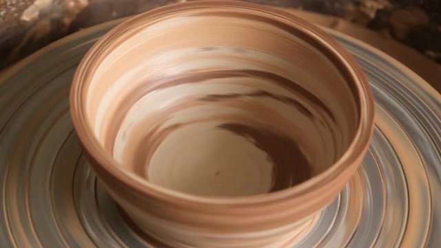 Neriyagi or nerikomi pottery colored clay. Creating jar or vase