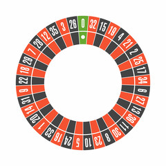 European roulette wheel. Top view