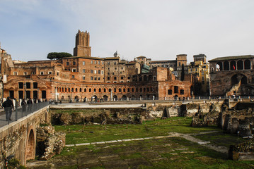 Naklejka na ściany i meble ROMA, ROME, Foro Romano and Quartiere Monti, Monti Suburb, Rome, Italy