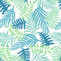 Tropical background with palm leaves. Seamless floral pattern. Summer vector illustration