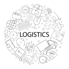 Vector logistics pattern with word. Logistics background