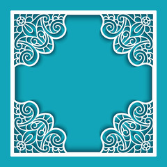 Square frame with lace corner patterns