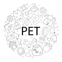 Vector pet pattern with word. Pet background