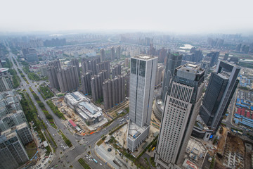 Fototapeta na wymiar A bird's eye view of the urban architectural landscape in Nanchang, China