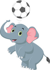 funny cartoon elephant playing ball