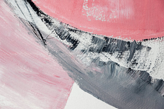 abstract pink and gray acrylic painting on canvas  