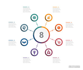 Area chart diagram data Elements For Template infographics 8 position.