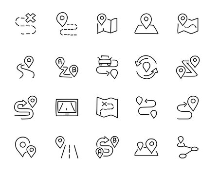 map and location hand drawn icon design illustration, line style icon, designed for app and web