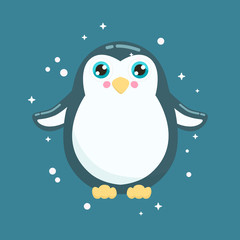Cute penguin vector illustration. Flat design.