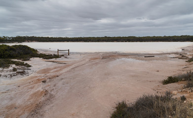 Landscape with salt lakes on an overcast day in Western Australia